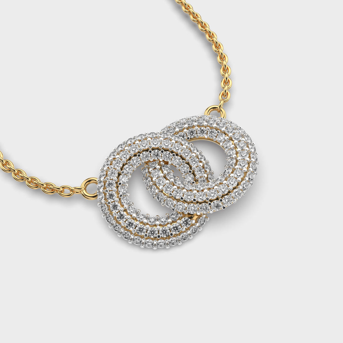 Intersecting Rings Diamond Pendant (With Chain)