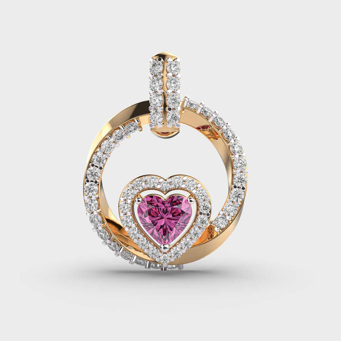 Pink Heart Diamond Pendant (Without Chain)