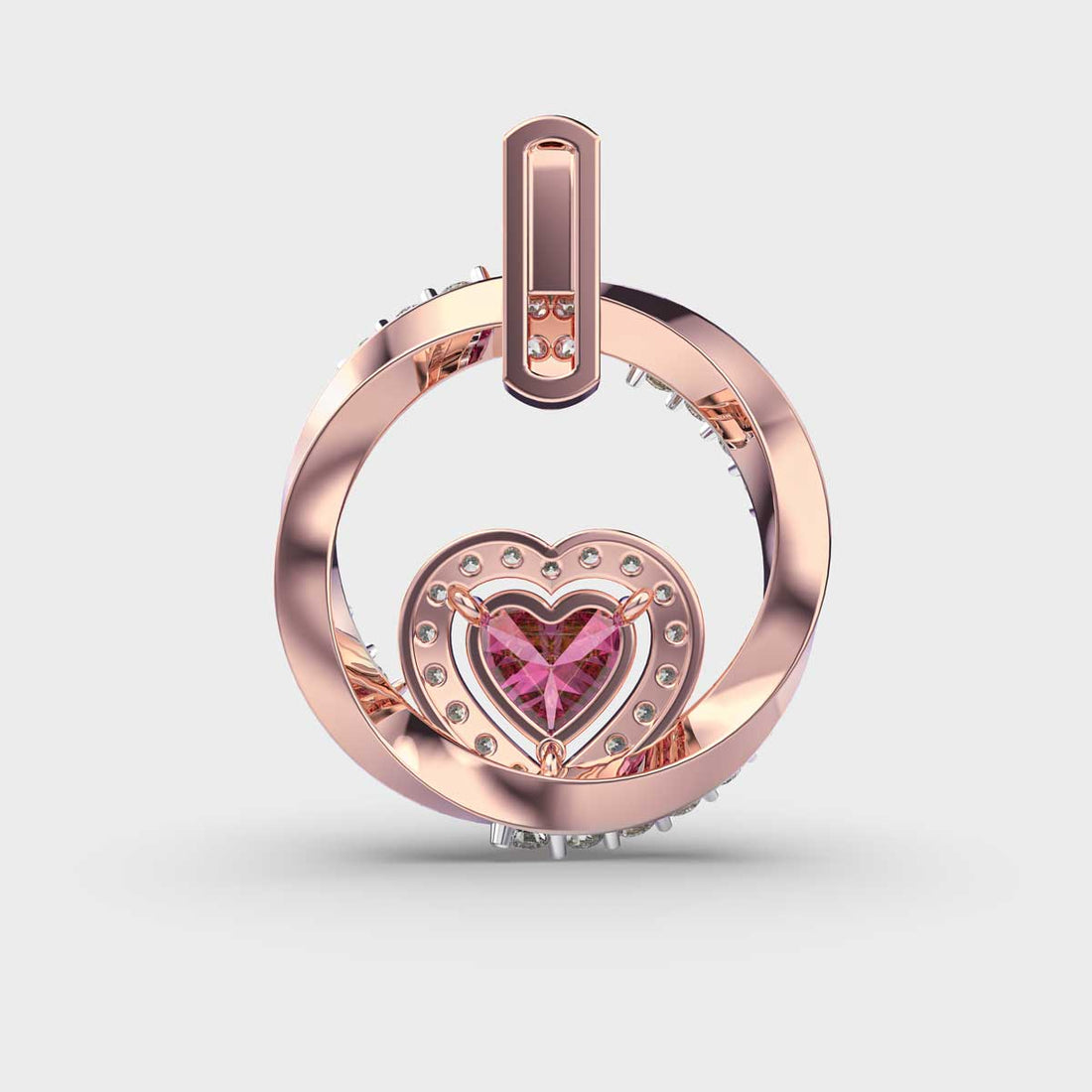 Pink Heart Diamond Pendant (Without Chain)
