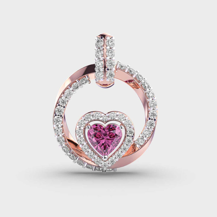 Pink Heart Diamond Pendant (Without Chain)