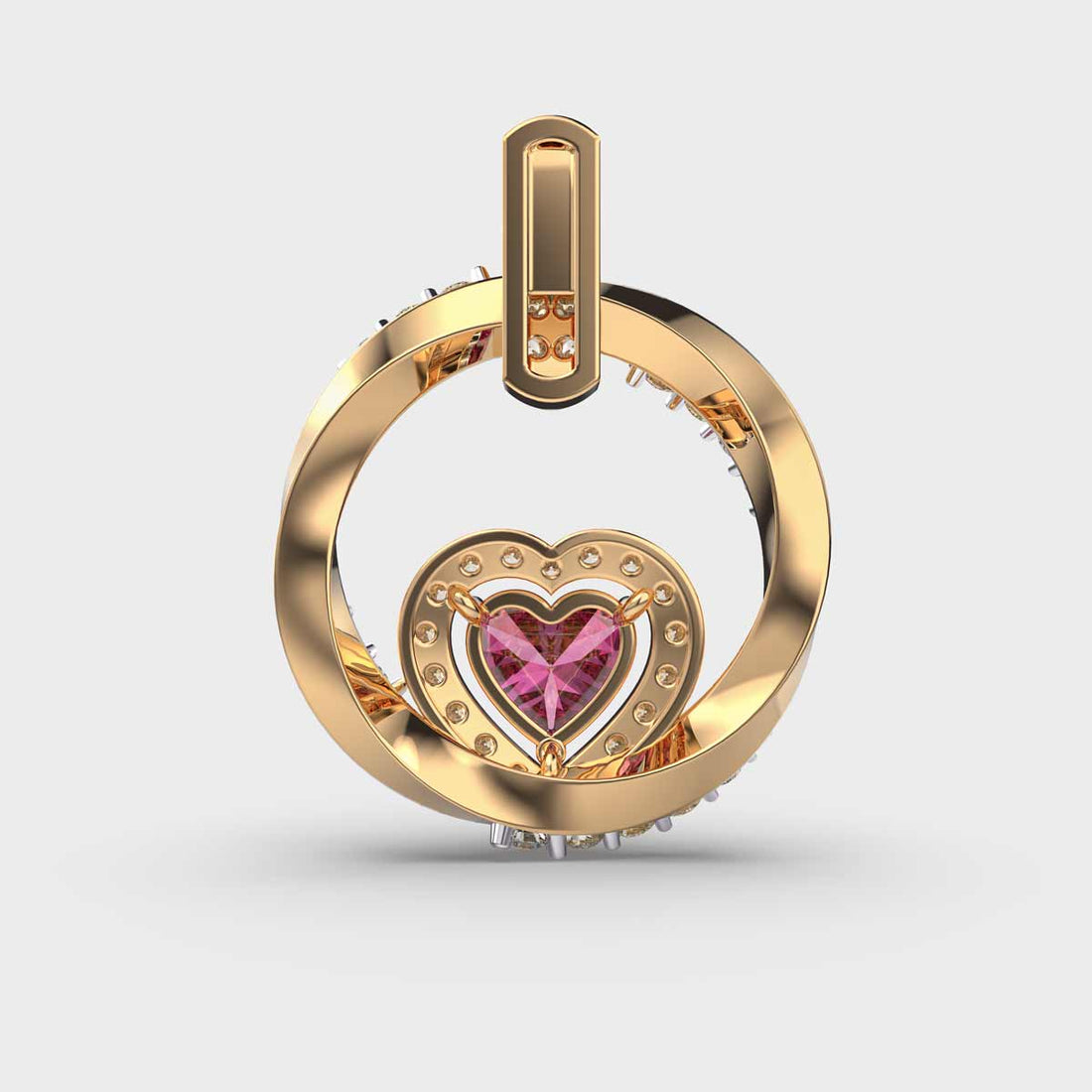 Pink Heart Diamond Pendant (Without Chain)