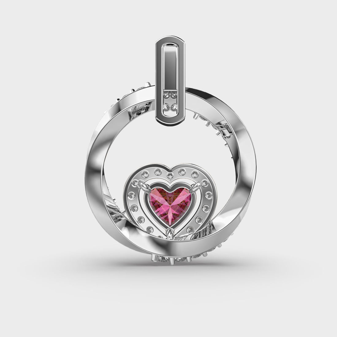 Pink Heart Diamond Pendant (Without Chain)