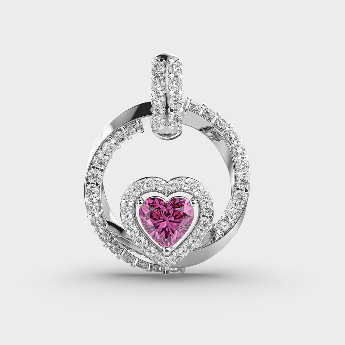 Pink Heart Diamond Pendant (Without Chain)
