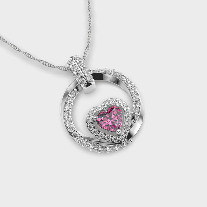 Pink Heart Diamond Pendant (Without Chain)