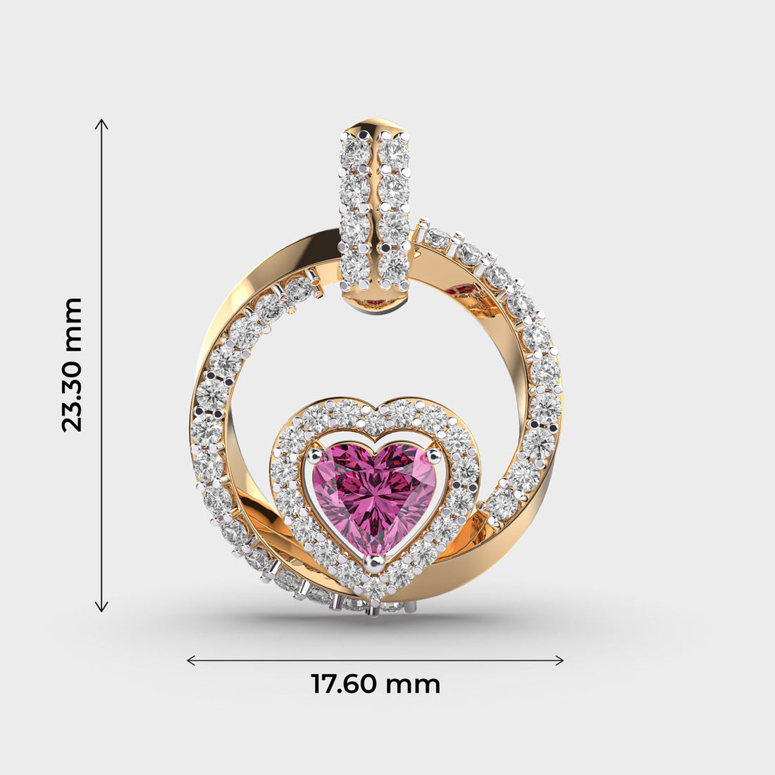 Pink Heart Diamond Pendant (Without Chain)