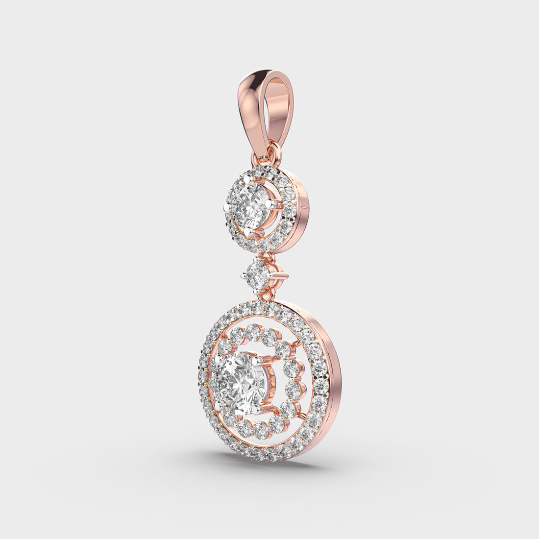 Double Circle Diamond Pendant (Without Chain)