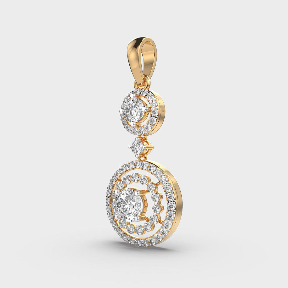 Double Circle Diamond Pendant (Without Chain)