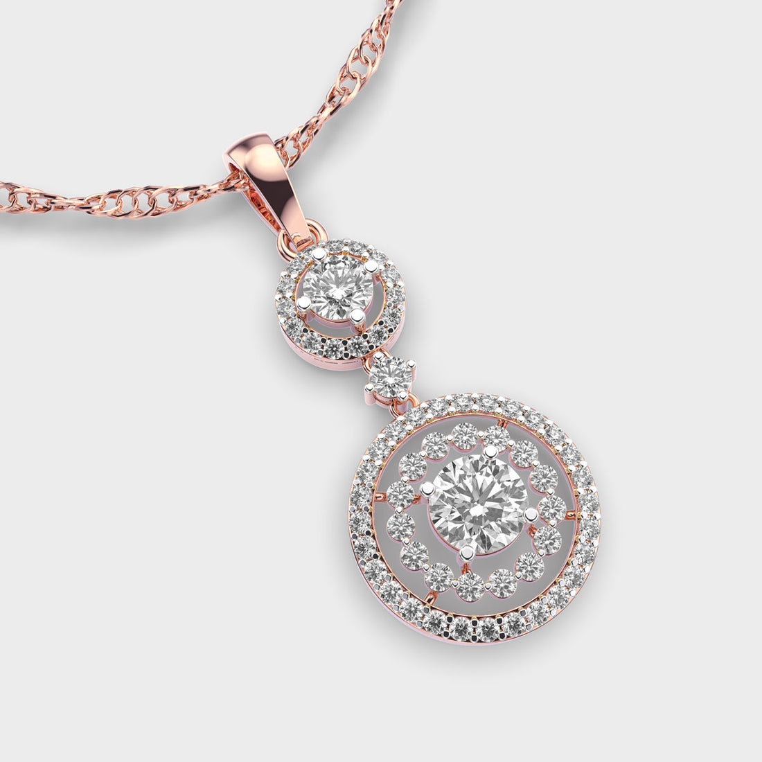 Double Circle Diamond Pendant (Without Chain)