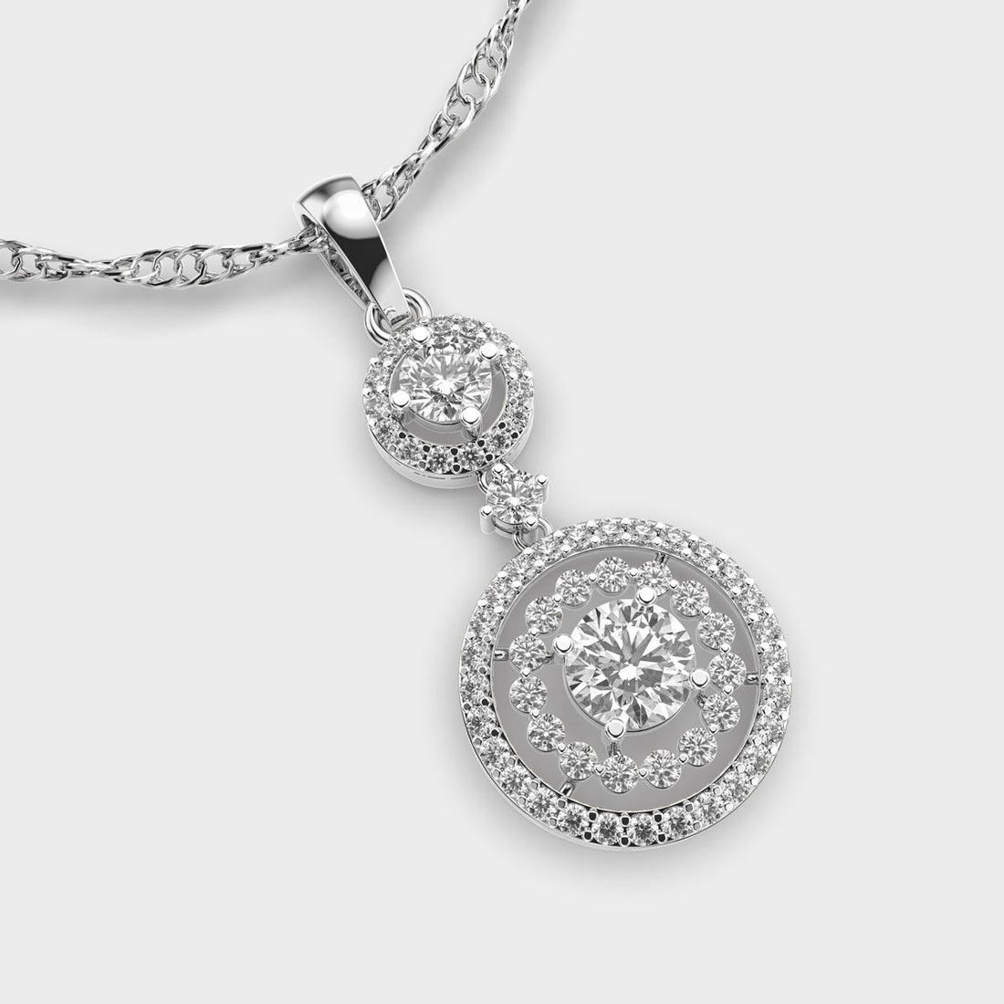 Double Circle Diamond Pendant (Without Chain)