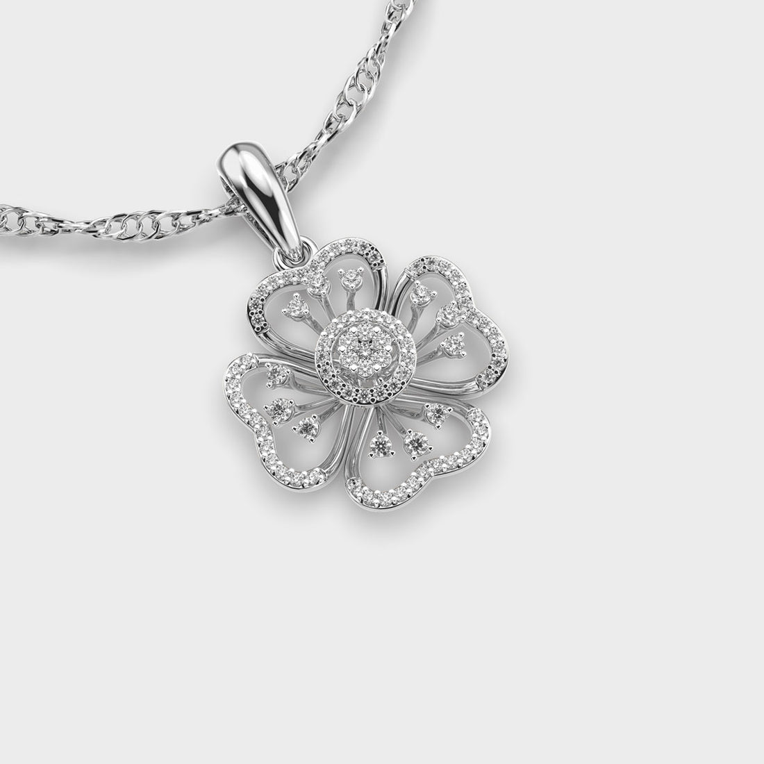 Fragrant Flower Diamond Pendant (Without Chain)