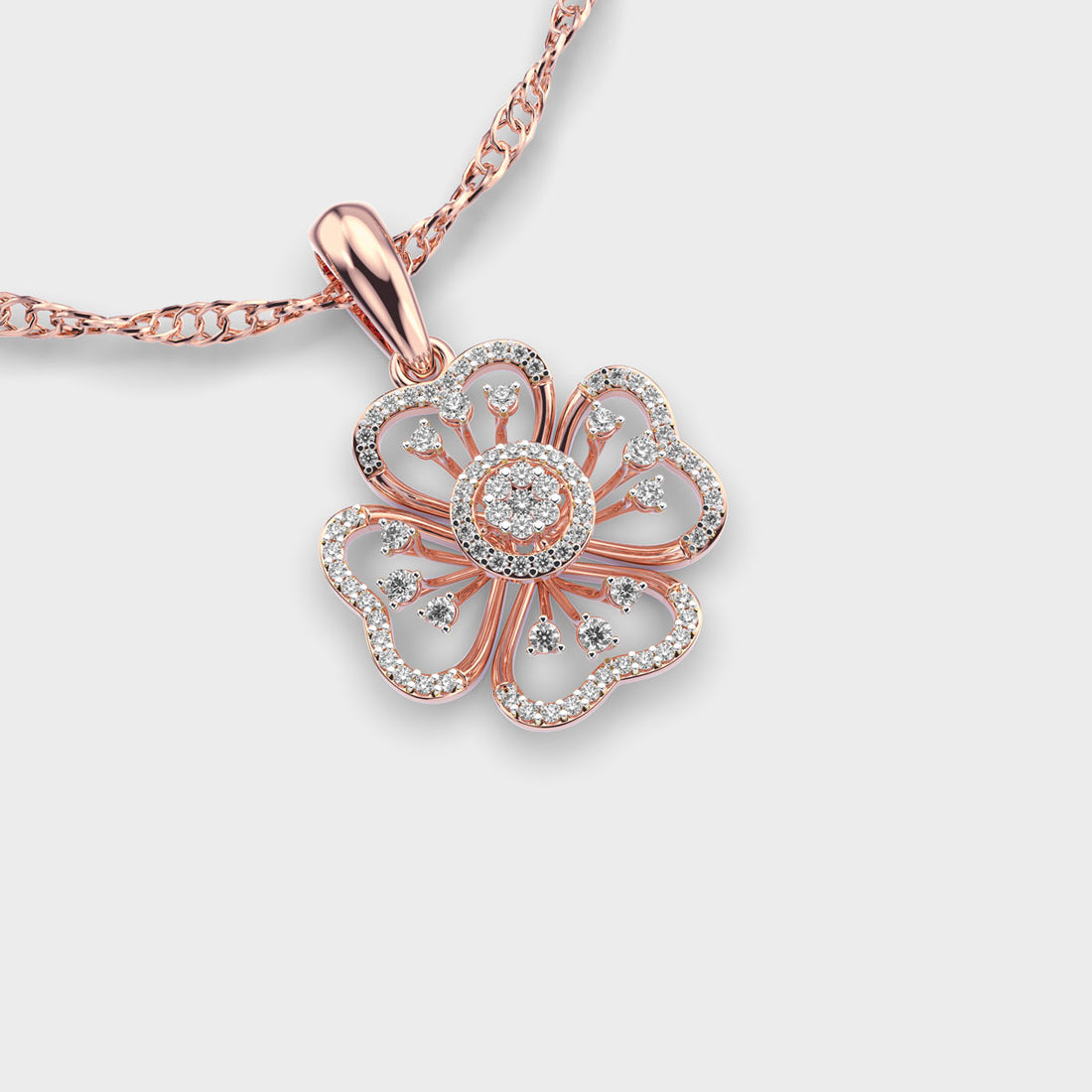 Fragrant Flower Diamond Pendant (Without Chain)
