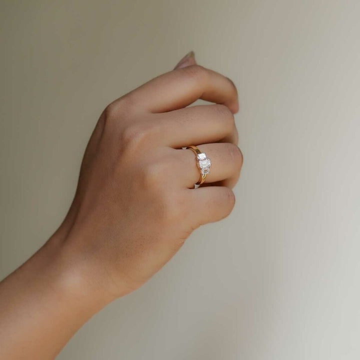 Emerald Triad Diamond Ring