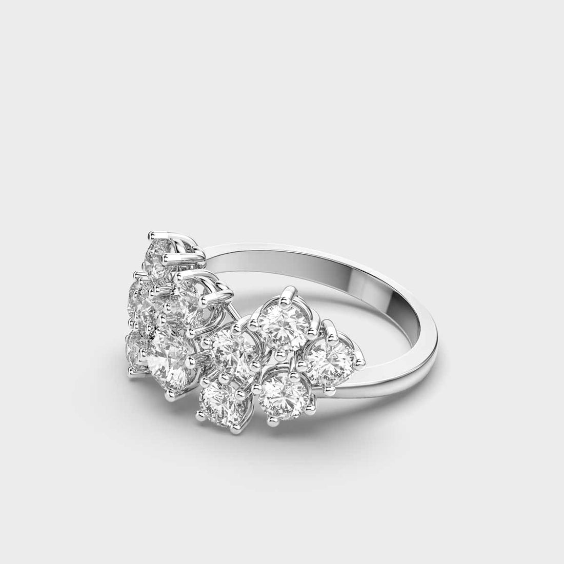 Fusion of Solitaire Diamond Cocktail Ring