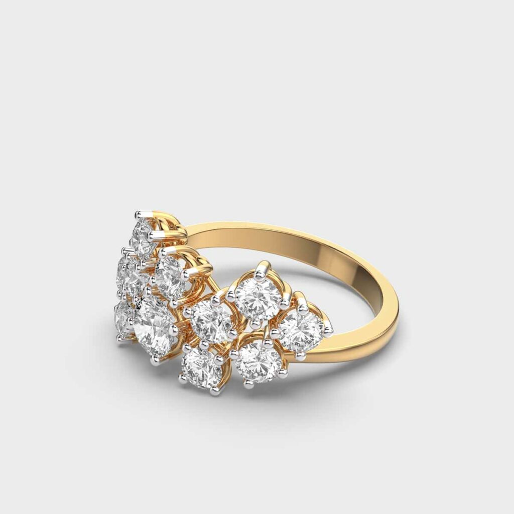 Fusion of Solitaire Diamond Cocktail Ring