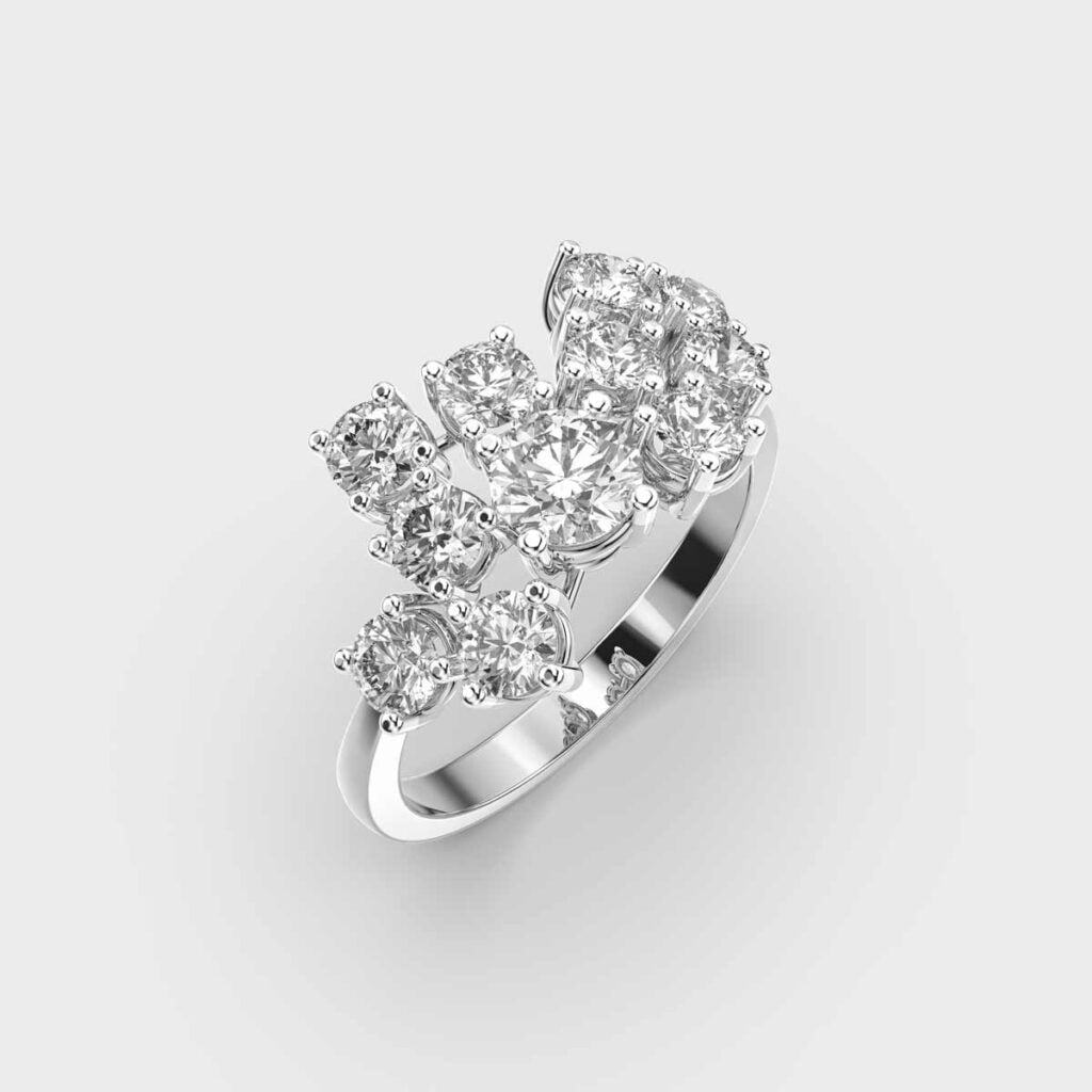 Fusion of Solitaire Diamond Cocktail Ring