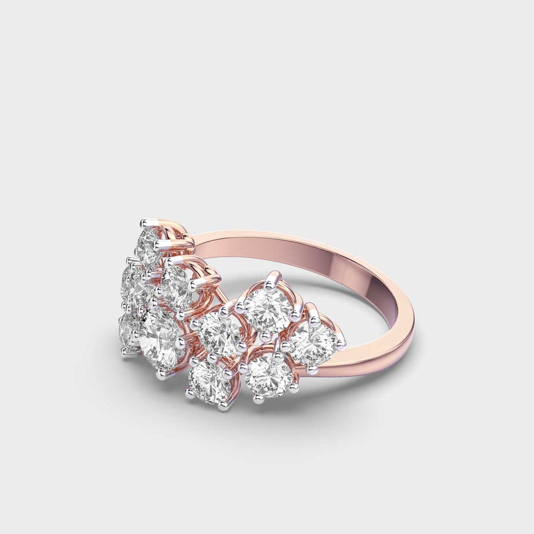 Fusion of Solitaire Diamond Cocktail Ring