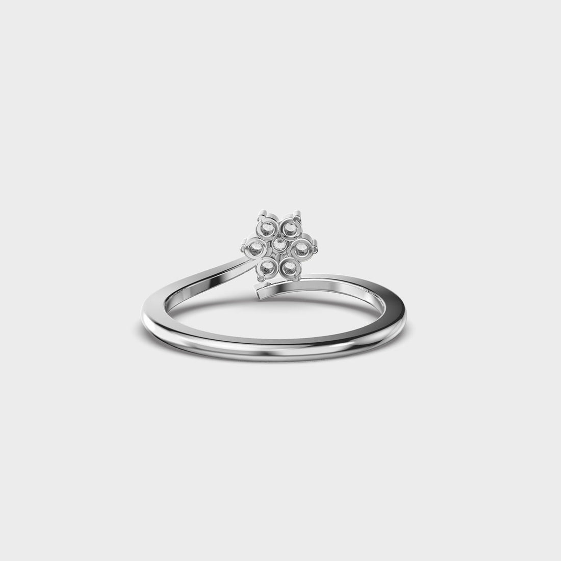 Dainty Flower and Stem Diamond Ring