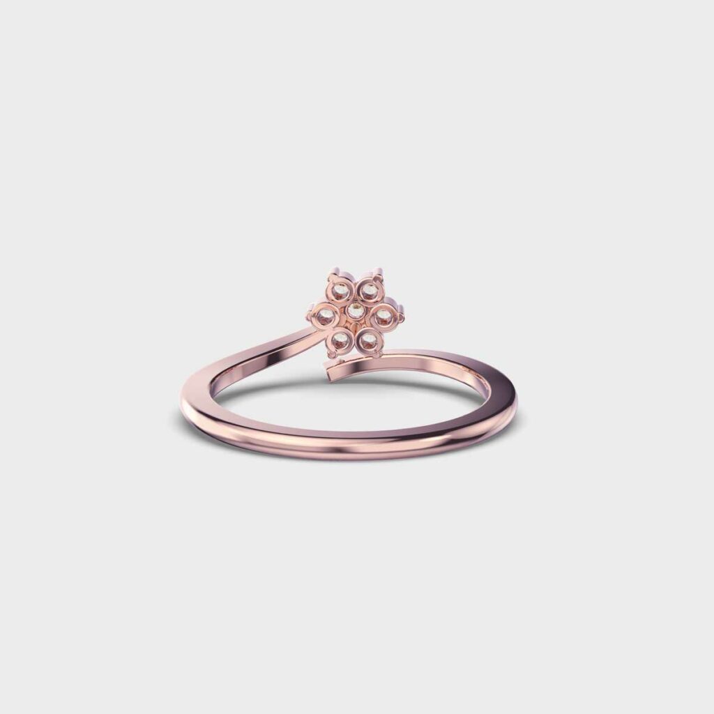 Dainty Flower and Stem Diamond Ring