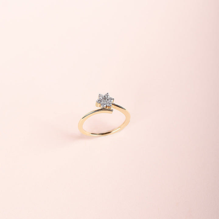 Dainty Flower and Stem Diamond Ring