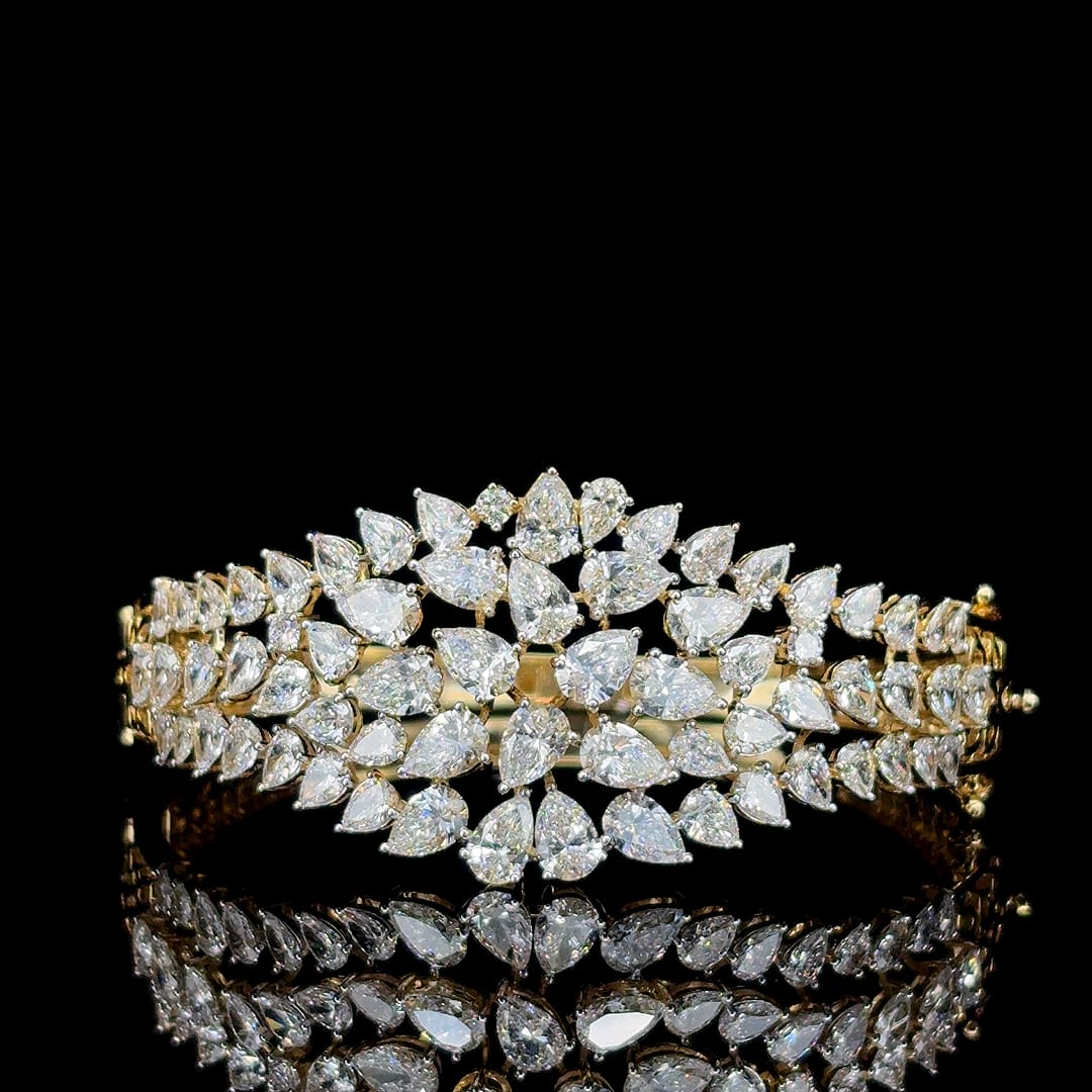 Elegant Pear-Cut Diamond Floral Bracelet